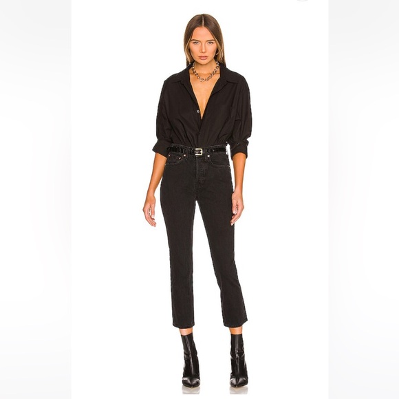 GRLFRND Denim - GRLFRND Women's Black Karolina Cropped High-rise Straight-leg Jeans Size 23